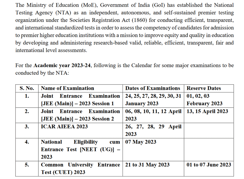 NEET NTA Exam Date